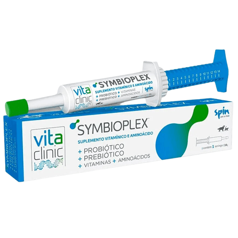SymbioPlex Vita Clinic - Simbiótico (Probiótico+Prebiótico) + Vitaminas para Cães e Gatos 14gr