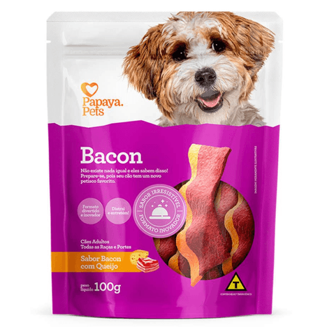 Snack Papaya Pets Bacon com Queijo para Cães Adultos de Porte Pequeno 100gr