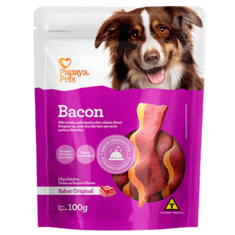Snack Papaya Pets Original Bacon para Cães Adultos Todos os Portes 100gr