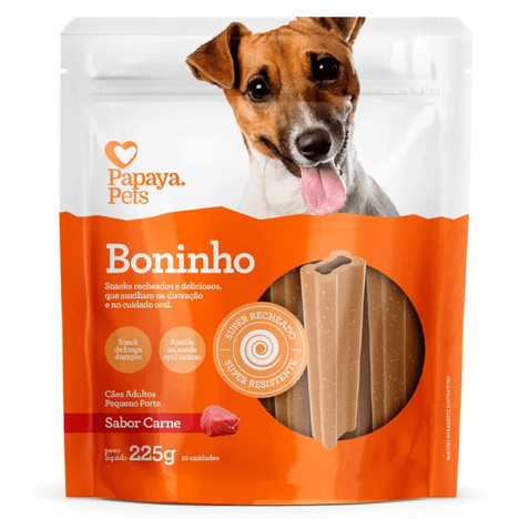 Snack Papaya Pets Boninho para Cães Adultos de Porte Pequeno Sabor Carne 225gr