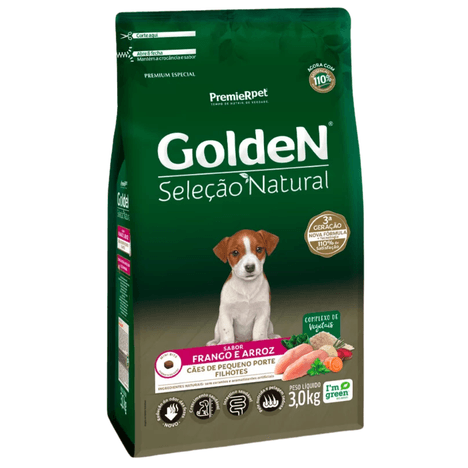 Ração Golden Seleção Natural Mini Bits Para Cães Filhotes de Porte Pequeno Sabor Frango e Arroz 3 kg Ração Golden Seleção Natural Mini Bits Para Cães Filhotes de Porte Pequeno Sabor Frango e Arroz 3 kg