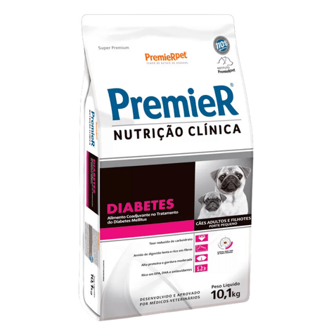 Ração Premier Nutrição Clínica Diabetes Cães Adultos e Filhotes de Porte Pequeno 10,1kg