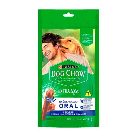 Petisco Purina Dog Chow Extra Life Saúde Oral para Cães de Médio e Grande Porte 80g