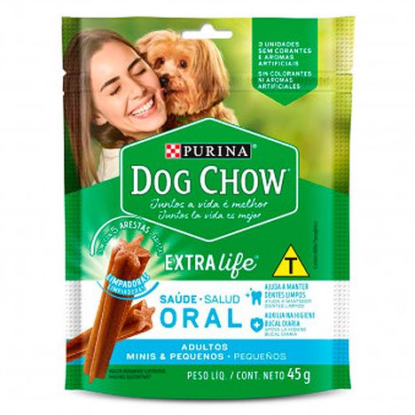 Petisco Purina Dog Chow Extra Life Saúde Oral para Cães de Porte Mini e Pequeno 45g
