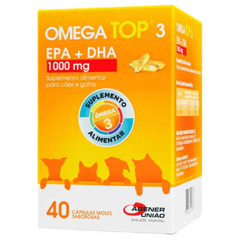 Suplemento Alimentar Ômega Top 3 1000 mg para Cães e Gatos