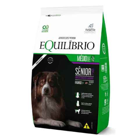 Ração Equilíbrio para Cães Sênior de Porte Médio Sabor Frango 12kg