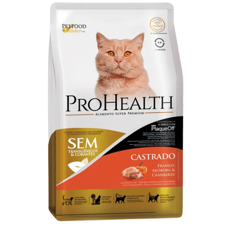 Ração ProHealth para Gatos Adultos Castrados Sabor Frango, Abóbora e Cranberry 5kg