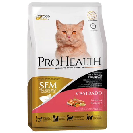 Ração ProHealth Para Gatos Adultos Castrados Sabor Salmão e Damasco 5 kg Ração ProHealth Para Gatos Adultos Castrados Sabor Salmão e Damasco 5 kg