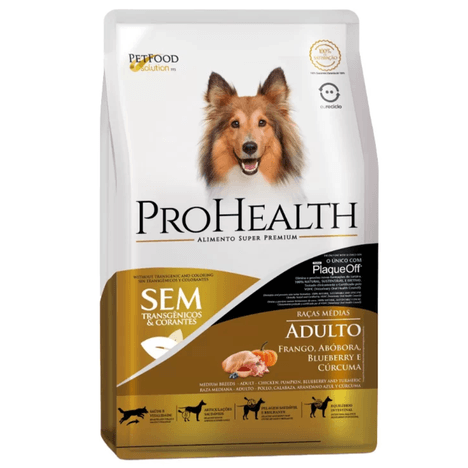 Ração ProHealth para Cães Adultos de Porte Médio Sabor Frango, Abóbora e Cúrcuma 10,1 kg Ração ProHealth para Cães Adultos de Porte Médio Sabor Frango, Abóbora e Cúrcuma 10,1 kg