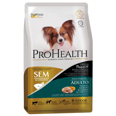 Ração ProHealth para Cães Adultos de Porte Pequeno Sabor Frango, Abóbora, Blueberry e Cúrcuma 2,5 kg Ração ProHealth para Cães Adultos de Porte Pequeno Sabor Frango, Abóbora, Blueberry e Cúrcuma 2,5 kg