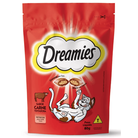 Petisco Dreamies Carne Para Gatos Adultos 80g Petisco Dreamies Carne Para Gatos Adultos 80g