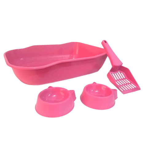 Kit de Caixa de Areia DuraPets Single Rosa para Gatos