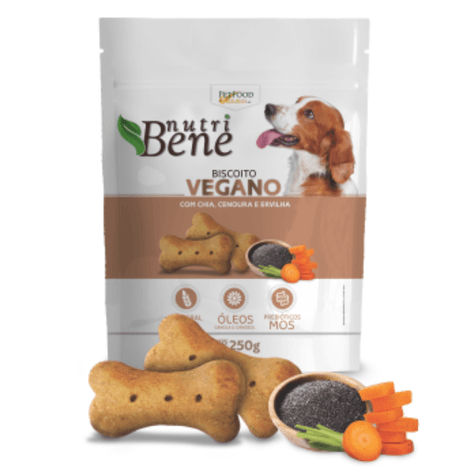 Biscoito Nutri Bene Vegano Para Cães Adultos Sabor Chia, Cenoira e Ervilha 250gr