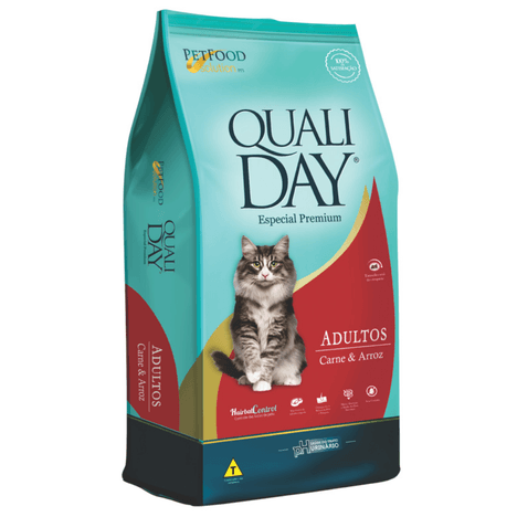 Ração Qualiday para Gatos Adultos Sabor Carne e Arroz 10,1kg