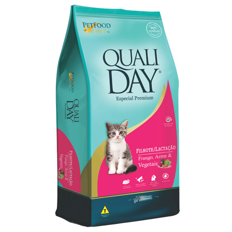 Ração Qualiday Para Gatos Filhotes Sabor Frango, Arroz e Vegetais 1 kg Ração Qualiday Para Gatos Filhotes Sabor Frango, Arroz e Vegetais 1 kg