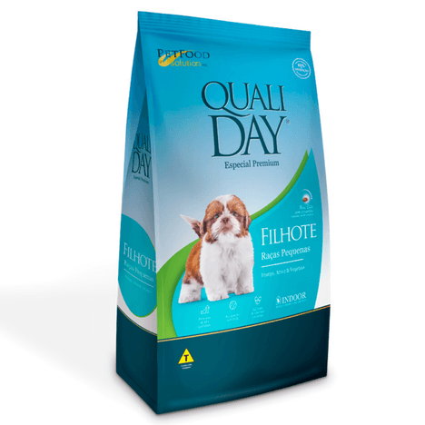 Ração Qualiday para Cães Fihlote de Porte Pequeno Sabor Frango, Arroz e Vegetais 10,1kg