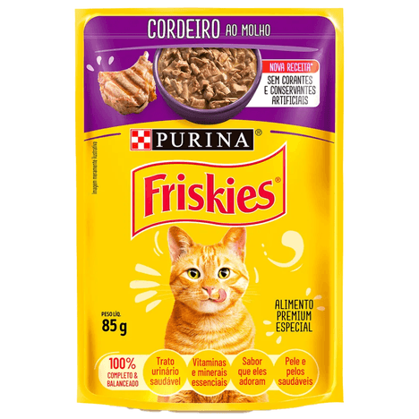 Sachê Friskies Cordeiro ao Molho para Gatos Adultos 85g Sachê Friskies Cordeiro ao Molho para Gatos Adultos 85g
