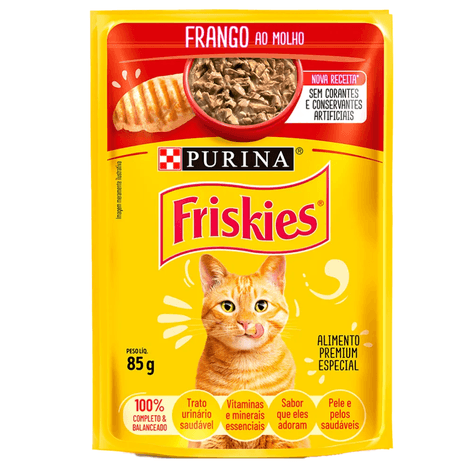 Sachê Friskies Frango ao Molho para Gatos Adultos 85g Sachê Friskies Frango ao Molho para Gatos Adultos 85g