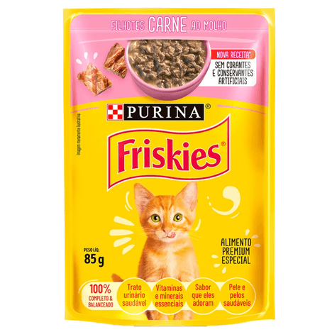 Sachê Friskies Carne ao Molho para Gatos Filhotes 85g Sachê Friskies Carne ao Molho para Gatos Filhotes 85g