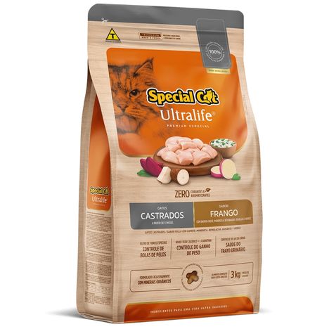 Ração Special Cat Ultralife Gatos Castrados Frango e Arroz 3 kg Ração Special Cat Ultralife Gatos Castrados Frango e Arroz 3 kg