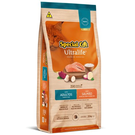 Ração Special Cat Ultralife Premium Especial para Gatos Adultos sabor Salmão e Arroz 20kg