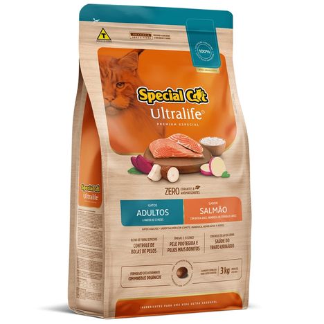 Ração Special Cat Ultralife Premium Especial Para Gatos Adultos sabor Salmão e Arroz 3 kg Ração Special Cat Ultralife Premium Especial Para Gatos Adultos sabor Salmão e Arroz 3 kg