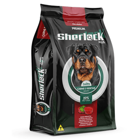 Ração Sherlock Premium Plus Sabor Carne e Vegetais para Cães Adultos de Todas as Raças 20kg