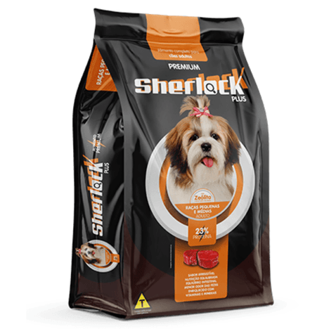 Ração Sherlock Premium Plus Sabor Carne para Cães Adultos de Raças Pequenas e Médias 10,1kg