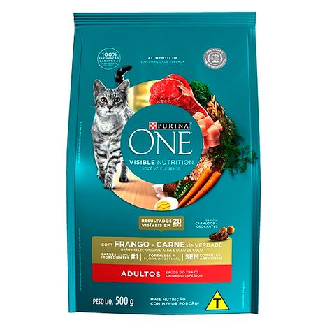 Ração Nestlé Purina One Frango e Carne para Gatos Adultos 500gr