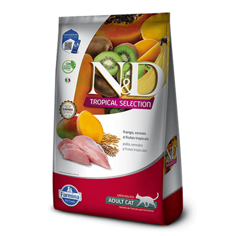 Ração Seca N&D Tropical Selection Para Gatos Adultos sabor Frango, Cereais e Frutas Tropicais 1,5 kg Ração Seca N&D Tropical Selection Para Gatos Adultos sabor Frango, Cereais e Frutas Tropicais 1,5 kg