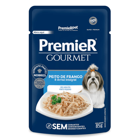 Ração Úmida Premier Gourmet Para Cães Sabor Peito de Frango e Arroz Integral 85g Ração Úmida Premier Gourmet Para Cães Sabor Peito de Frango e Arroz Integral 85g
