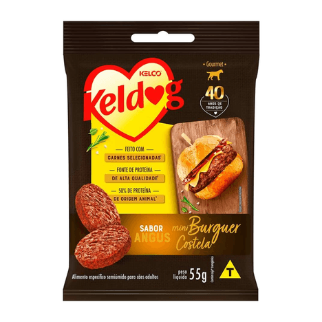 Bifinho Keldog para Cães Mini Burger Sabor Costela Angus 55g Bifinho Keldog para Cães Mini Burger Sabor Costela Angus 55g