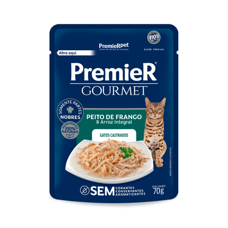 Ração Úmida Premier Gourmet Gatos Adultos Castrado Sabor Frango 70g Ração Úmida Premier Gourmet Gatos Adultos Castrado Sabor Frango 70g