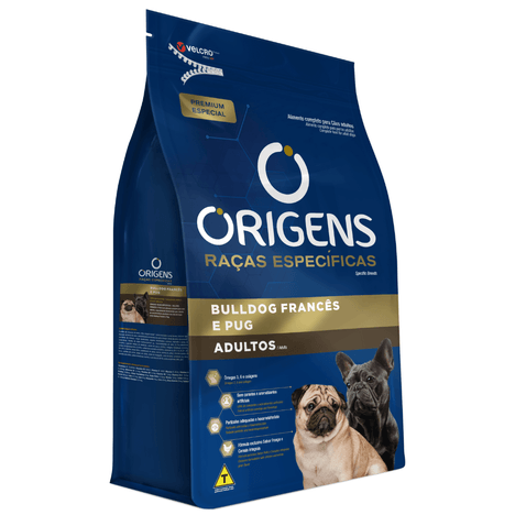 Ração Origens Raças Especificas para Bulldog Francês e Pug Adultos 1kg