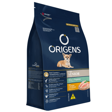 Ração Origens Premium Especial para Cães Sênior Portes Mini e Pequeno Sabor Frango e Cereais 10,1 kg Ração Origens Premium Especial para Cães Sênior Portes Mini e Pequeno Sabor Frango e Cereais 10,1 kg