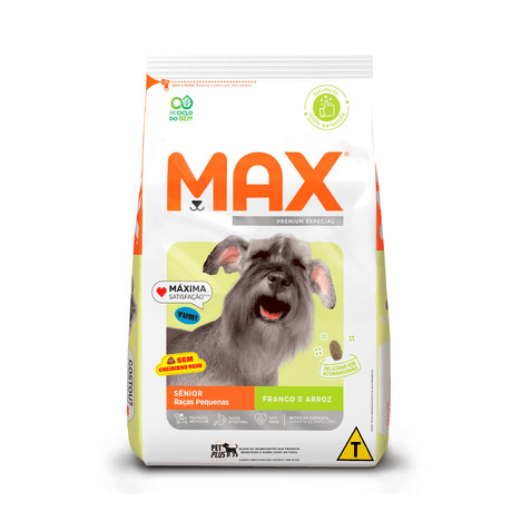 Ração Max para Cães Sênior de Porte Pequeno Sabor Frango e Arroz 10,1kg