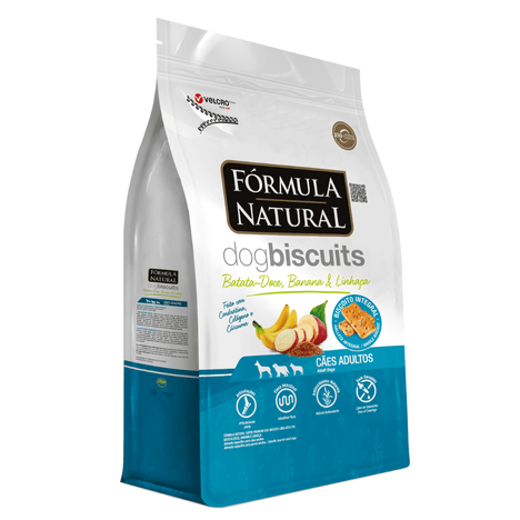 Biscoitos Fórmula Natural Dog Biscuits para Cães Sabor Batata Doce, Banana e Linhaça 250g Biscoitos Fórmula Natural Dog Biscuits para Cães Sabor Batata Doce, Banana e Linhaça 250g