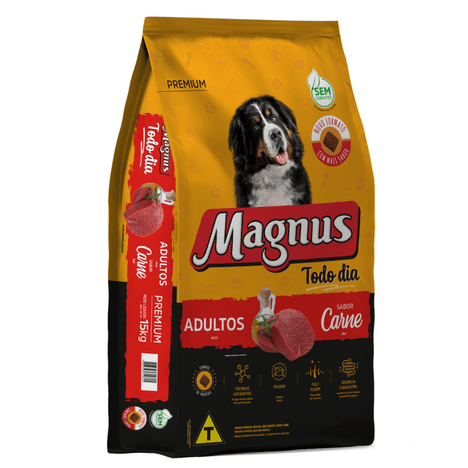 Ração Magnus Premium Todo Dia para Cães Adultos Sabor Carne 15kg