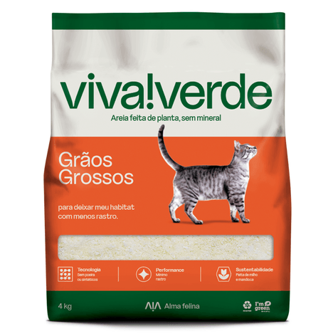 Areia Higiênica Viva Verde Grãos Grossos 4 kg Areia Higiênica Viva Verde Grãos Grossos 4 kg