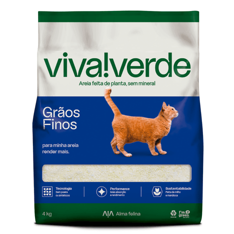 Areia Higiênica Viva Verde Grãos Finos - 4 kg Areia Higiênica Viva Verde Grãos Finos - 4 kg