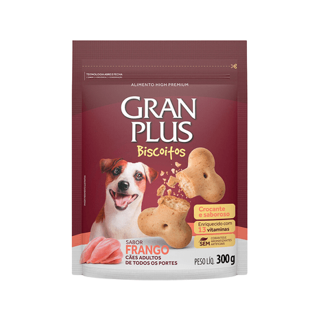 Biscoito GranPlus Sabor Frango para Cães Adultos 300 g