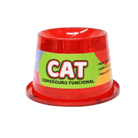 Comedouro Alto Cat Antiformiga Vermelho Transparente 250ml Comedouro Alto Cat Antiformiga Vermelho Transparente 250ml