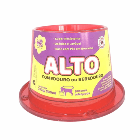 Comedouro e Bebedouro Alto Antiformiga Vermelho com Glitter 500ml