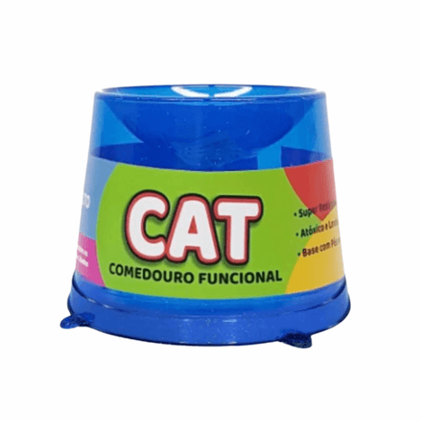 Comedouro Alto Cat Azul Transparente 250ml