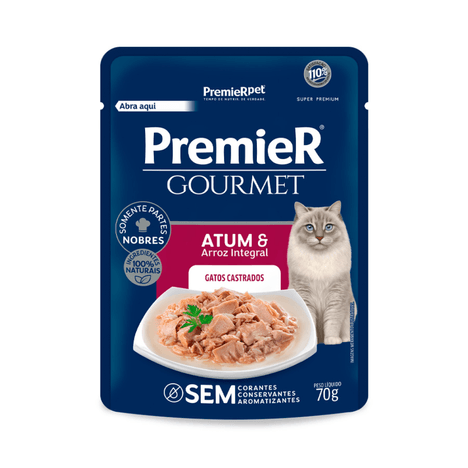 Ração Úmida Premier Gourmet Gatos Adultos Sabor Atum 70g