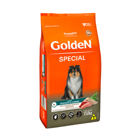 Ração Golden Special para Cães Adultos de Porte Pequeno Sabor Frango e Carne 15kg