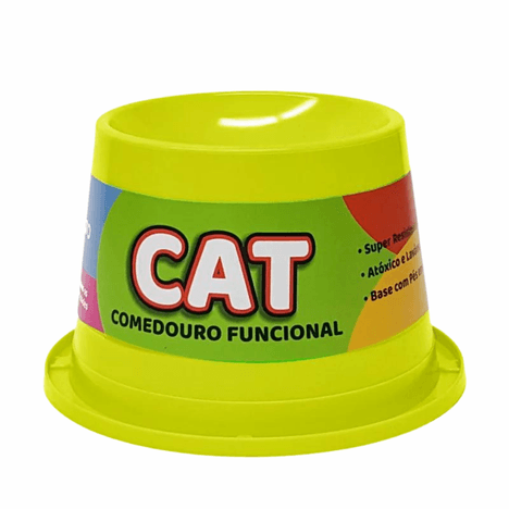 Comedouro Alto Cat Anti Formiga Amarelo Neon 250ml
