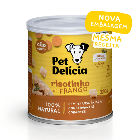 Ração Úmida Natural Pet Delícia Risotinho de Frango para Cães Adultos 320gr