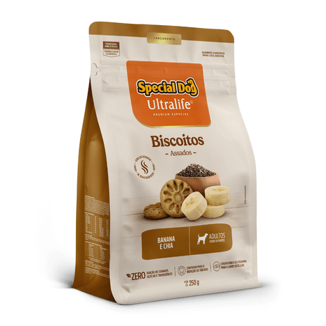Biscoito Special Dog Ultralife para Cães Adultos Sabor Banana e Chia 250gr Biscoito Special Dog Ultralife para Cães Adultos Sabor Banana e Chia 250gr