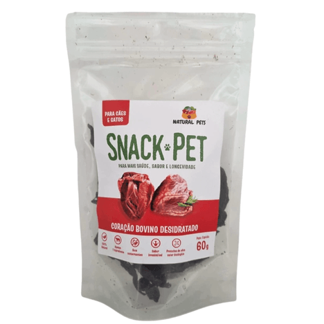 Snack Natural Pets Coração Bovino Desidratado 60gr